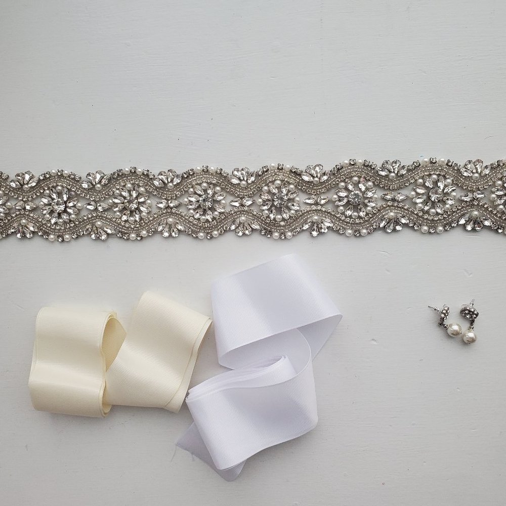 Wedding Belt Rhinestone Applique Wedding Sash